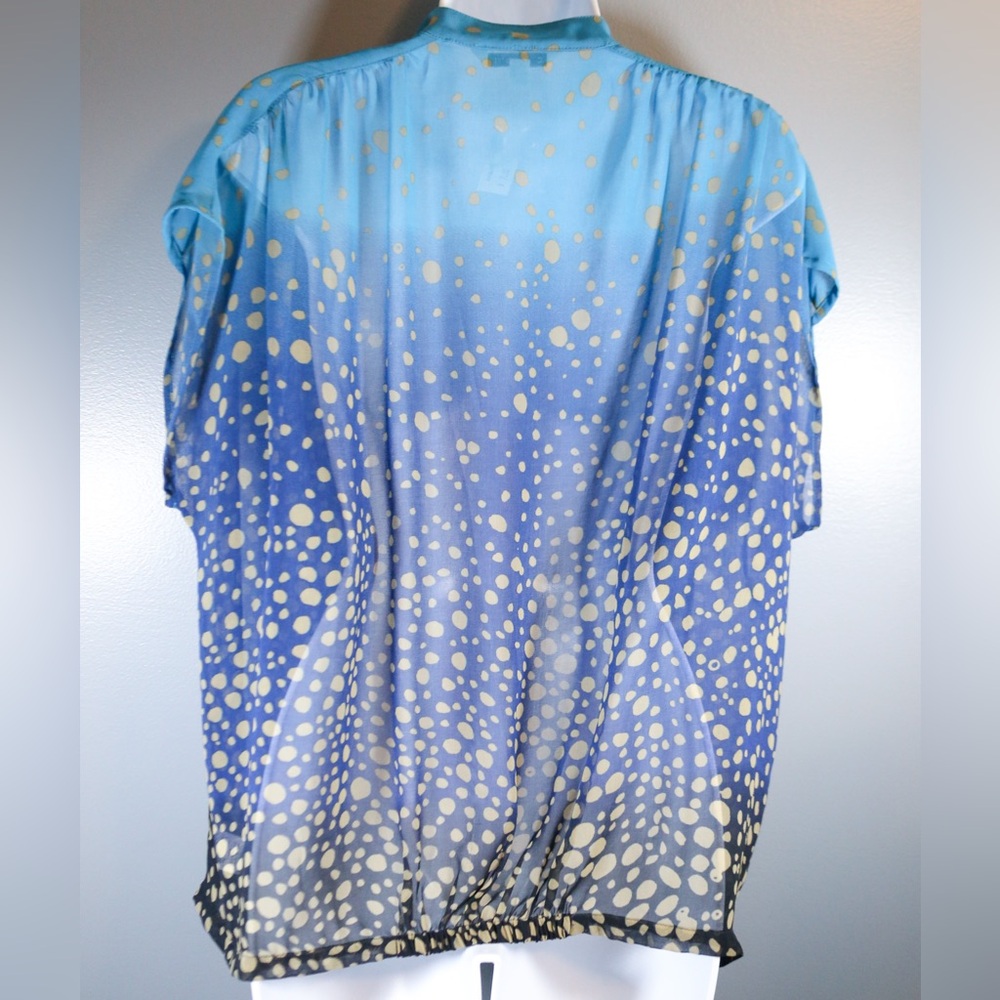 CAbi Blue Ombre Polka Dot Blouse Medium Sheer V-Neck Top Lightweight Flowy - Picture 9 of 15